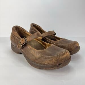 Dansko Kate Distressed Leather Mary Jane Buckle Strap Comfy Women's Shoes 41